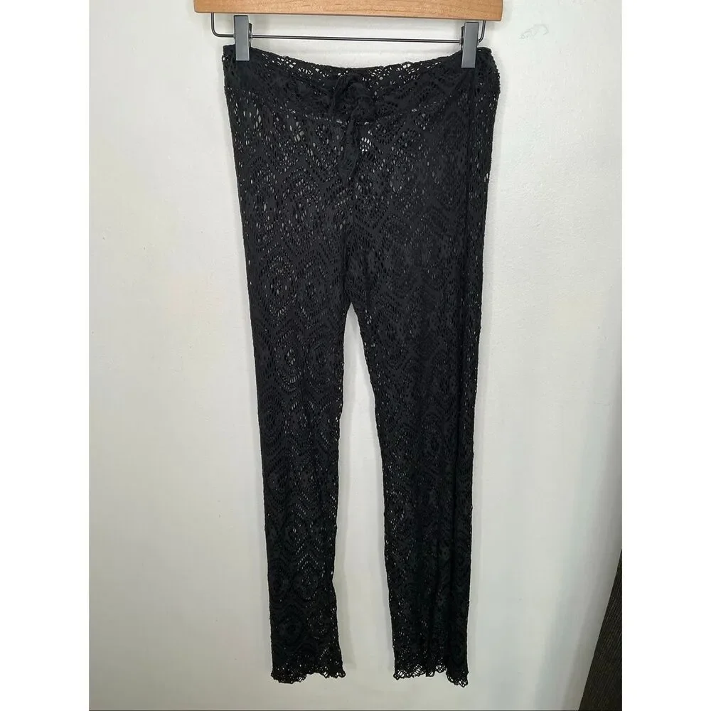 Becca Amore Lace Swim Cover Up Pants | Black in Small - Picture 2 of 6
